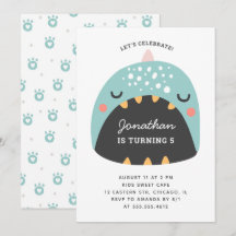 Blådinosaurier. Knappar rolig dino. Pojke födelsed