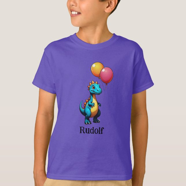 Blådinosaurier med ballonger t shirt (Framsida)