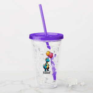 Blådinosaurier med ballonger take away mugg