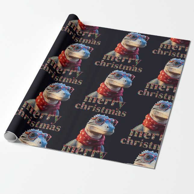Blådinosaurier med julklapp presentpapper (Utrullad)