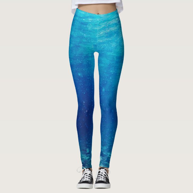Blådjuphavsbakgrund Leggings (Framsida)