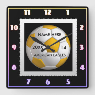 Bladklocka med Player Namn Fyrkantig Klocka