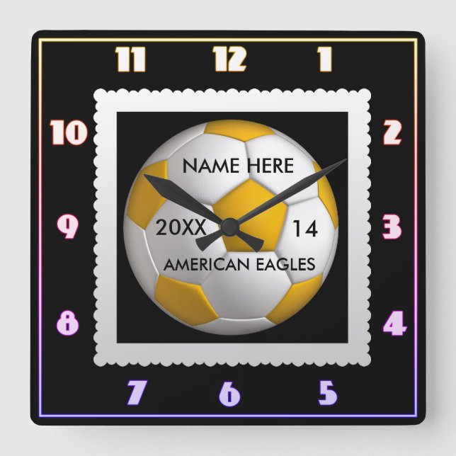 Bladklocka med Player Namn Fyrkantig Klocka (Framsida)