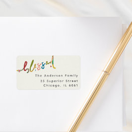 Bladmålad, handmålad juladressetikett adressetikett