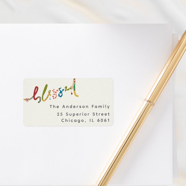 Bladmålad, handmålad juladressetikett adressetikett (Skapare uppladdad)