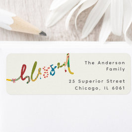 Bladmålad julreturadressetikett returadress etikett