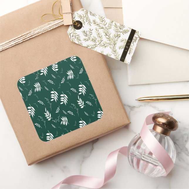bladmönster fyrkantigt klistermärke (Gifting)