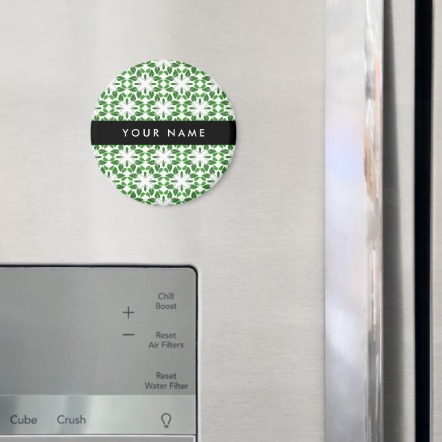 Bladmönster, Gröna blad, Ditt Namn Magnet (In Situ (Fridge))