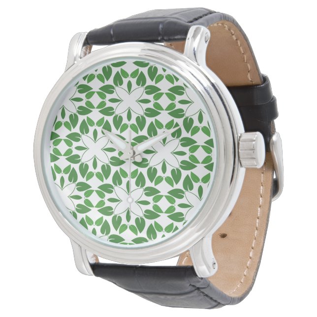 Bladmönster, Mönster av blad, Gröna blad Armbandsur (Vinklad)