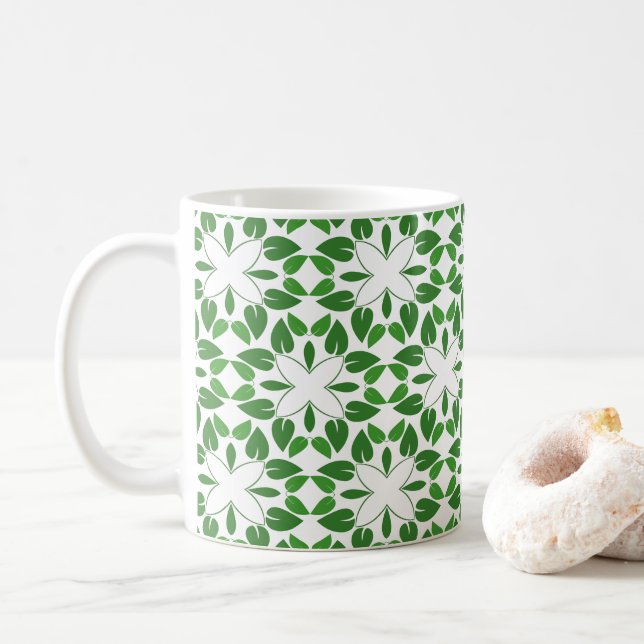 Bladmönster, Mönster av blad, Gröna blad Kaffemugg (Med munk)