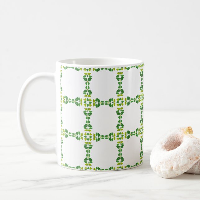 Bladmönster, Mönster av blad, Gröna blad Kaffemugg (Med munk)