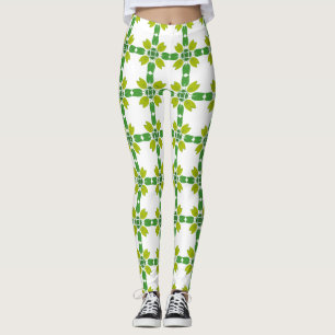 Bladmönster, Mönster av blad, Gröna blad Leggings
