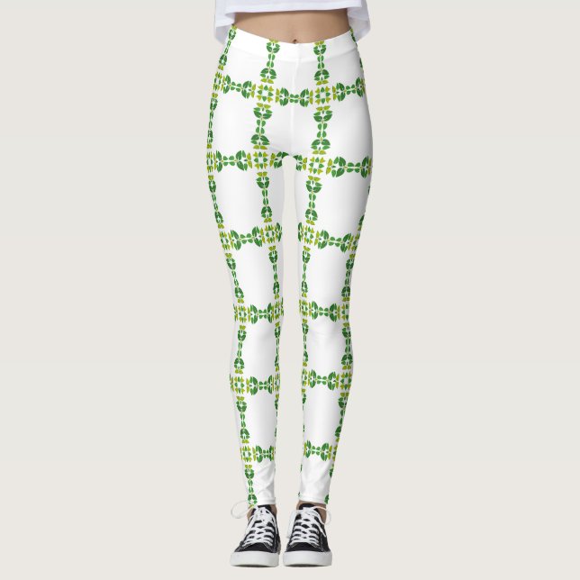 Bladmönster, Mönster av blad, Gröna blad Leggings (Framsida)