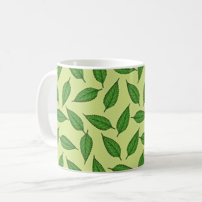 Bladmönster, Mönster av blad, Vårblad Kaffemugg (Framsida vänster)