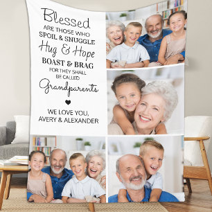 Bladmorföräldrar Personlig 4 Fotokollage Fleecefilt