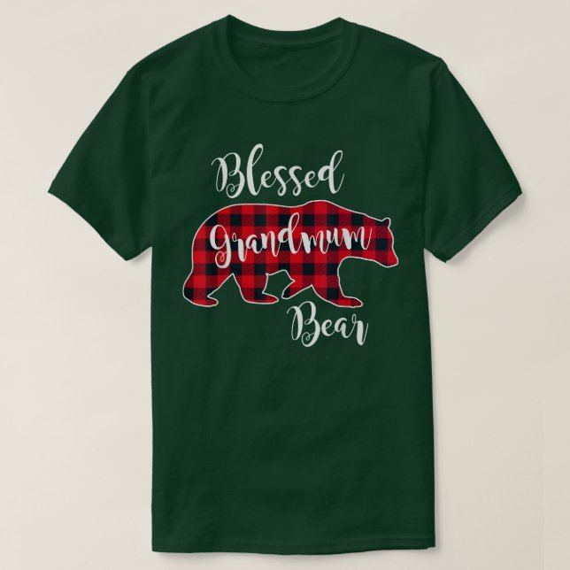Bladmormum Bear Red Buffalo Check Play Gran T Shirt (Design framsida)