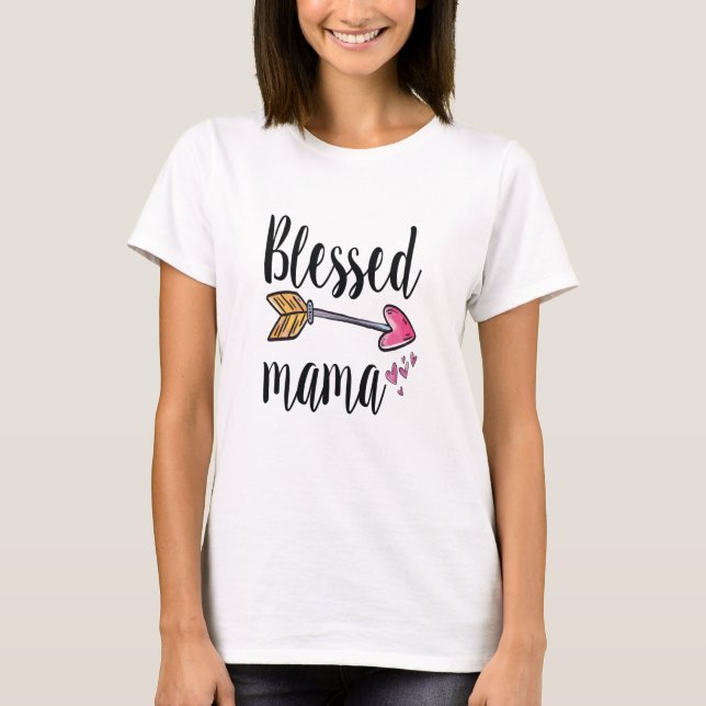Bladpil Rosa Hearts Gift för Mamma T Shirt (Framsida)