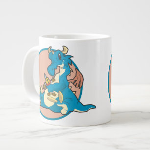 Blådrake leker med en stuffad Knight figur Jumbo Mugg