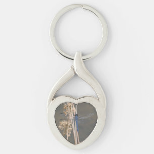 Blådrake Twisted Heart Silverfärgad Nyckelring