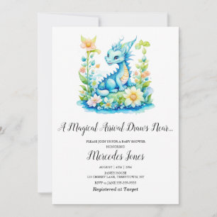 Blådrakonisk Blommigt Magic Arrival Baby Shower Inbjudningar