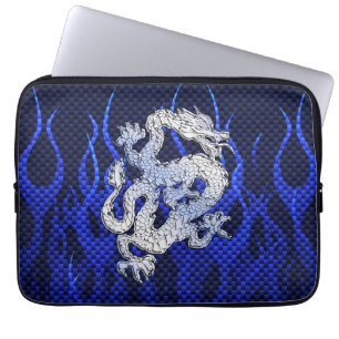 Blådrakrom som kolfiberflamma laptop sleeve