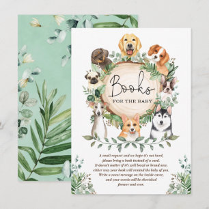 Bladrik Grönska Valp Hund Böcker för Baby Shower Tilläggskort