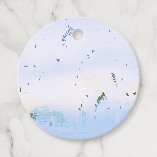 Blådrömsdesign grönt löv party-design Favoriter Gåvor Etiketter (Framsida)