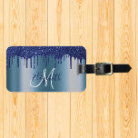 Blådroppar Glitter Metall Monogram Bagagebricka<br><div class="desc">Den här designen kan vara personlig i det område som tillhandahålls genom att ändra fotot och/eller text. Du kan också anpassa den genom att klicka på Anpassa den här mallen och sedan välja klicka för att anpassa ytterligare alternativ och ta bort eller ändra färg i bakgrunden, lägga till text, ändra...</div>