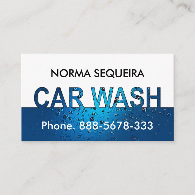 Blådroppar i Vatten Tvättar signalering Visitkort (Framsida)