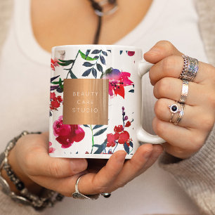 Bladsalon, kopparfärgblommor av kopparglas namn kaffemugg