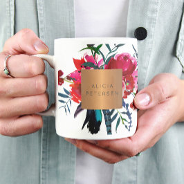 Bladsalon, kopparfärgblommor av kopparglas namn kaffemugg