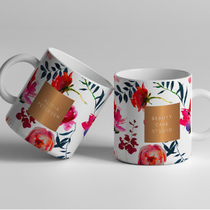 Bladsalon, kopparfärgblommor av kopparglas namn kaffemugg