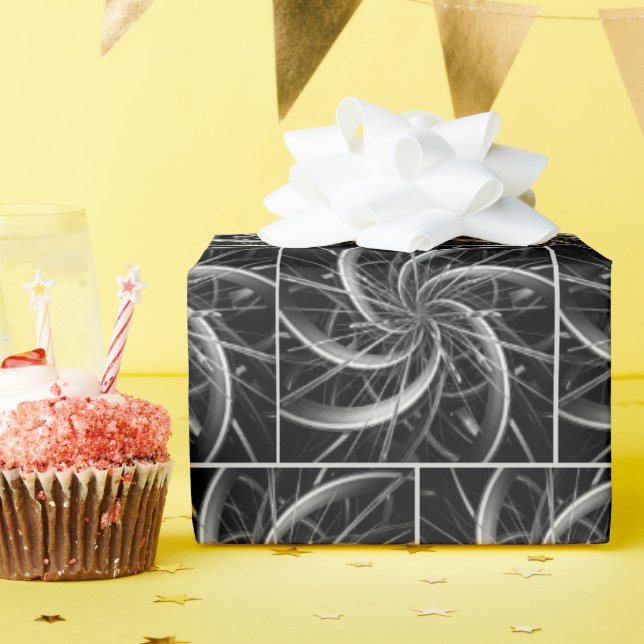 Bladservrar och Spiken i abstrakt Fläkt Presentpapper (Födelsedagsfest)