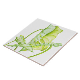 Bladskulpturer på en keramisk platta (3) kakelplatta