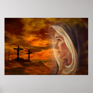 Bladt Jungfru Mary Calvary Skriv ut Poster