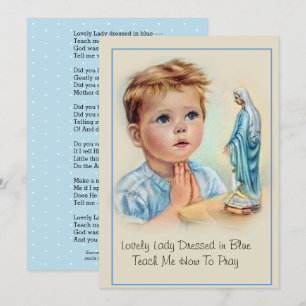 Bladt Virgin Mary katoliskt Prayer Dikt Card Inbjudningar