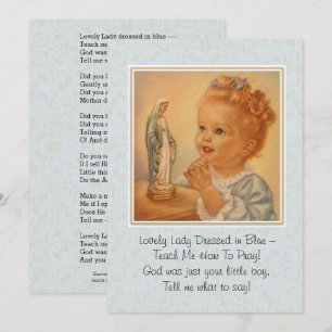 Bladt Virgin Mary katoliskt Prayer Dikt Card Inbjudningar