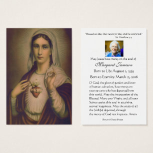 Bladt Virgin Mary katolskt begravningskort Visitkort
