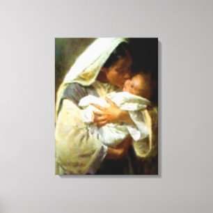 Bladt Virgin Mary och spädbarn Jesus Canvastryck