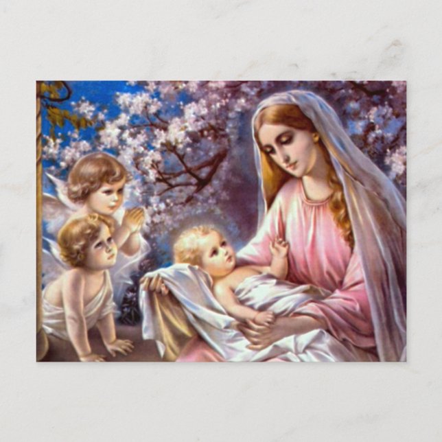 Bladt Virgin Mary och spädbarn Jesus Vykort (Framsida)