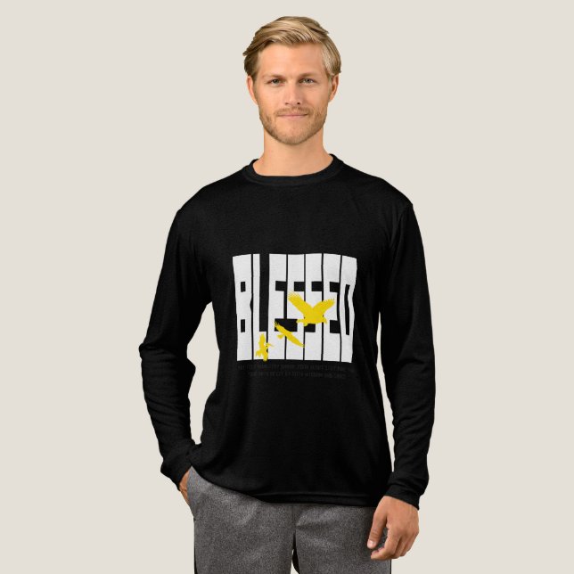 Bladtypografi med flugfåglar - inspirerande F T Shirt (Hel framsida)