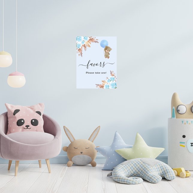 Blådusch-nalle, blåpampasgräs poster (Skapare uppladdad)