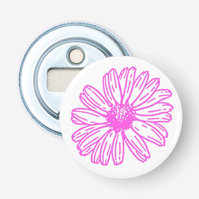 Bladutskrift av ultraRosa Daisy, Hippie-Blommigt Flasköppnare (Framsidan)