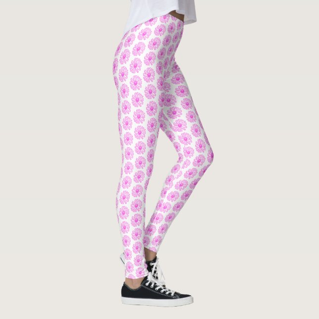 Bladutskrift av ultraRosa Daisy, Hippie-Blommigt Leggings (Höger)