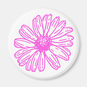Bladutskrift av ultraRosa Daisy, Hippie-Blommigt Magnet
