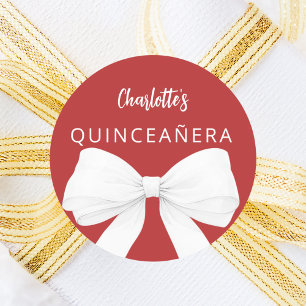 Bladvit Quinceanera Runt Klistermärke