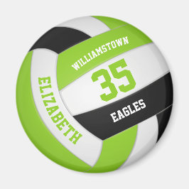 Bladvit volleyball med lagret namn magnet