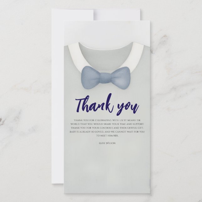 Blådykodräkt för babydusch tack kort (Framsida)