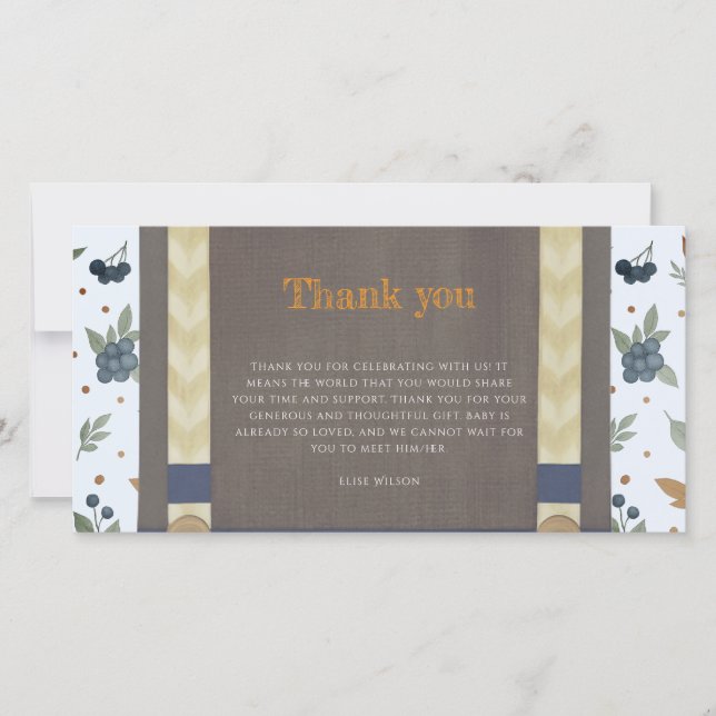 Blådykodräkt för babydusch tack kort (Framsida)