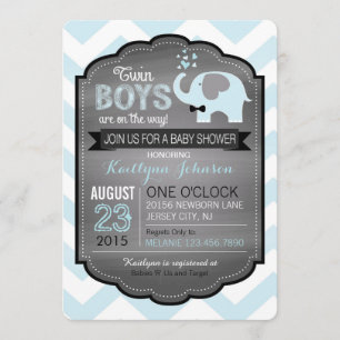 Blåelefant med Bow-tie Baby Shower-inbjudan Inbjudningar